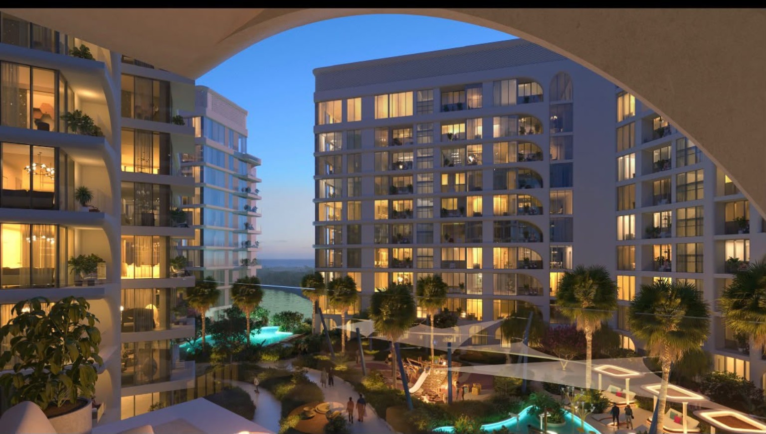 Illuminated family courtyard at SEEF